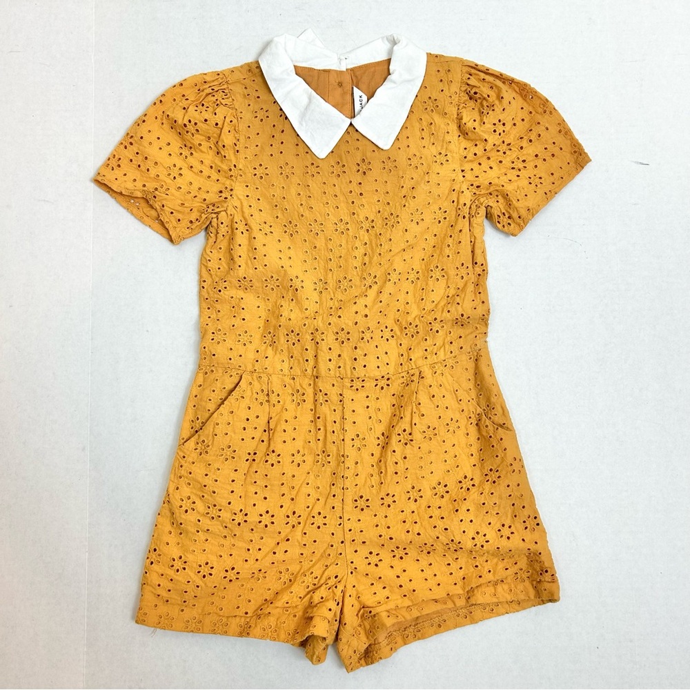 Janie and Jack Islet Mustard & White Collared  Romper